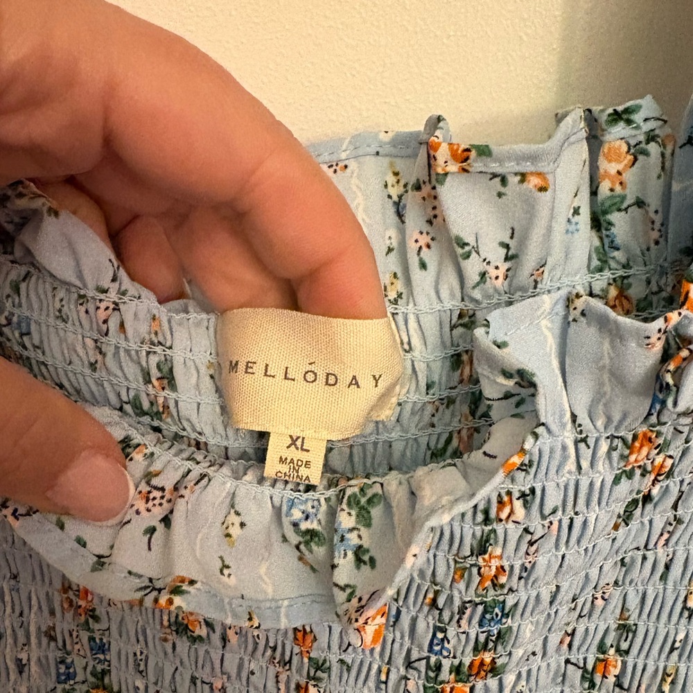MELLODAY Light Blue Floral Smocked Dress - Picture 2 of 3